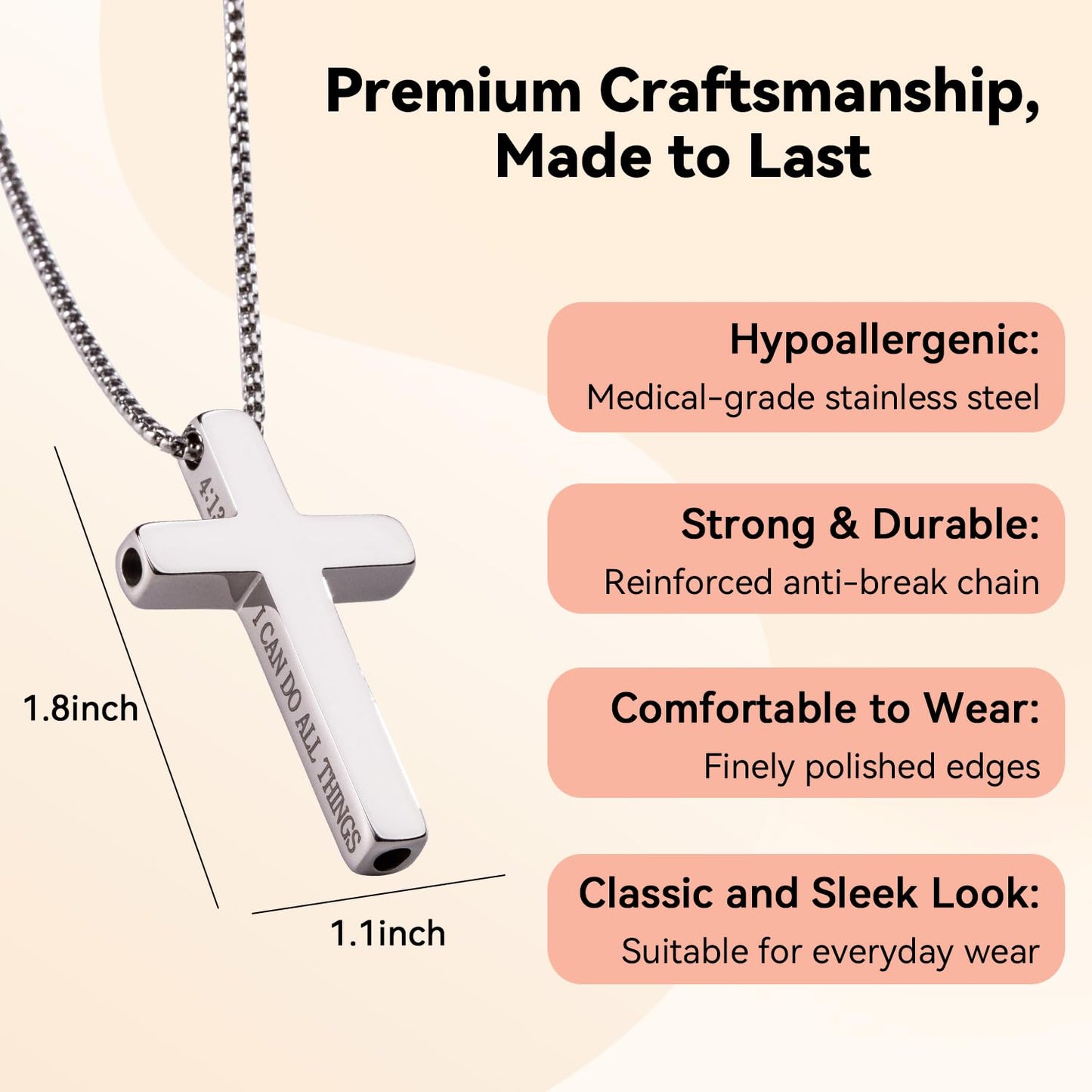 FUNPAR Cross Breathing Necklace for Anxiety Relief and Relaxation, Breathlink Design Quit Smoking Aid, Stainless Steel Mindfulness Tool to Calm, Stylish Wellness Gift for Adults(Silver)