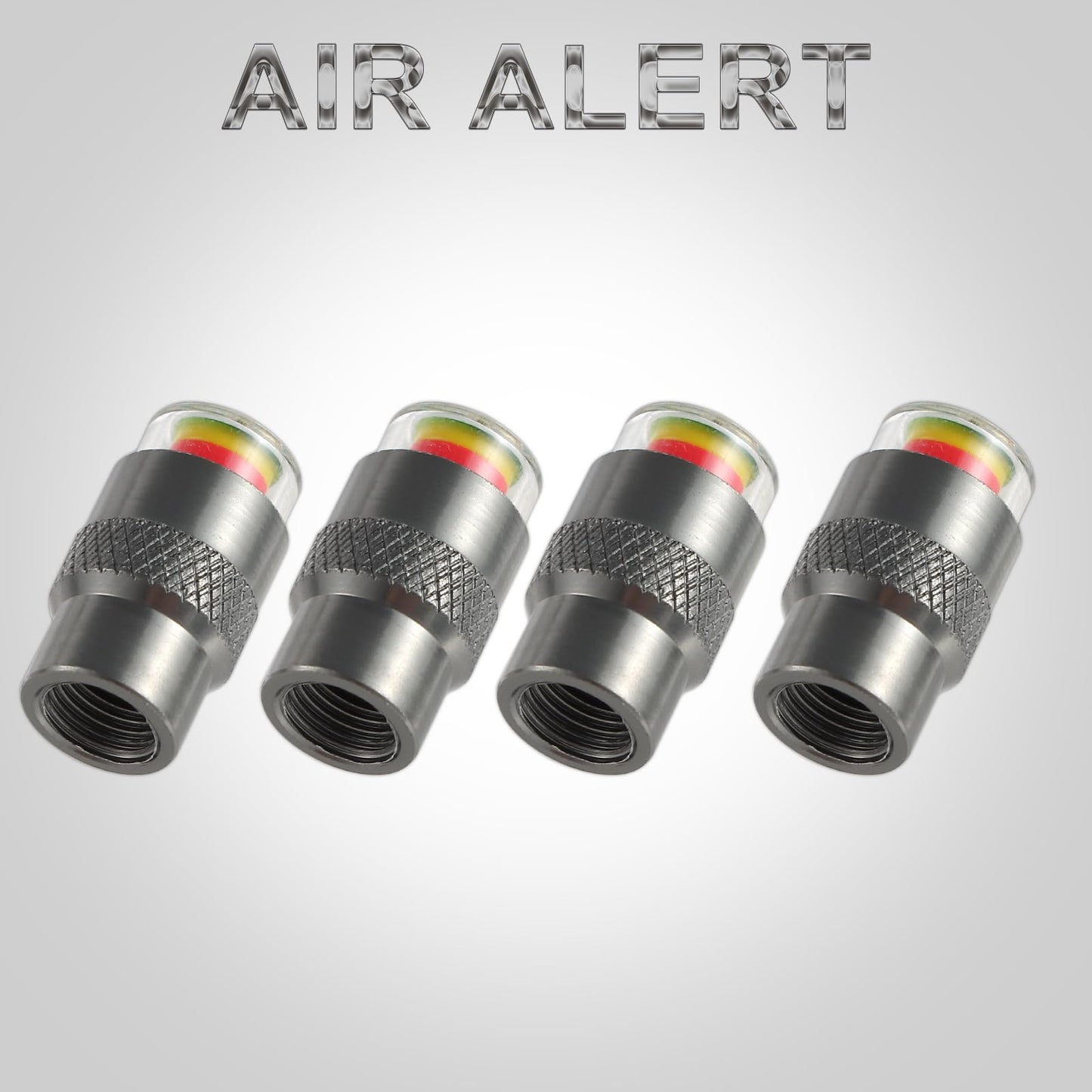 ST Shengtuo 2.5-2.8bar/36-40 PSI Car Tire Pressure Monitor Valve Stem Caps Sensor Indicator Easy to Read 3 Color Eye Alert, Aluminum Alloy CNC Machining, Pack of 4