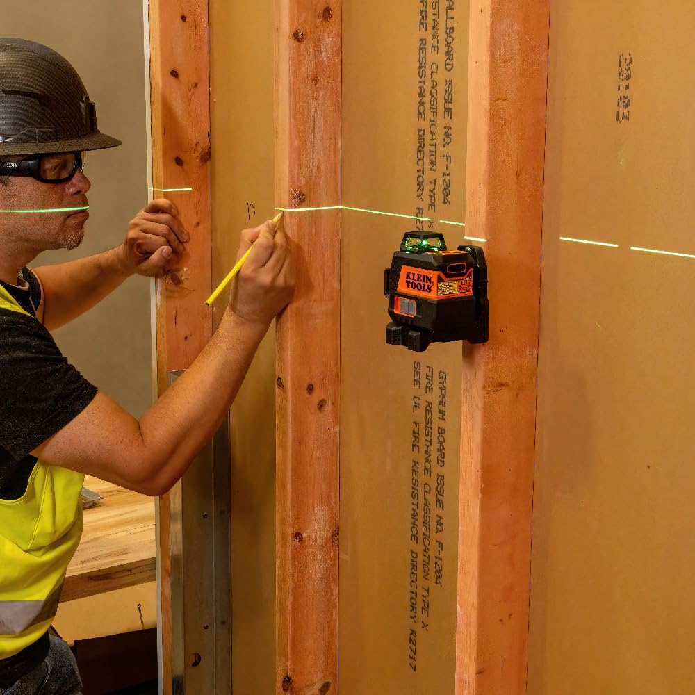 Klein Tools 93CPLG Compact Self-Leveling Laser Level, Bright Green Cross Line 360-Degree Laser Planes, Class 2 ≤ 1mW, Rechargeable, Magnetic Mount