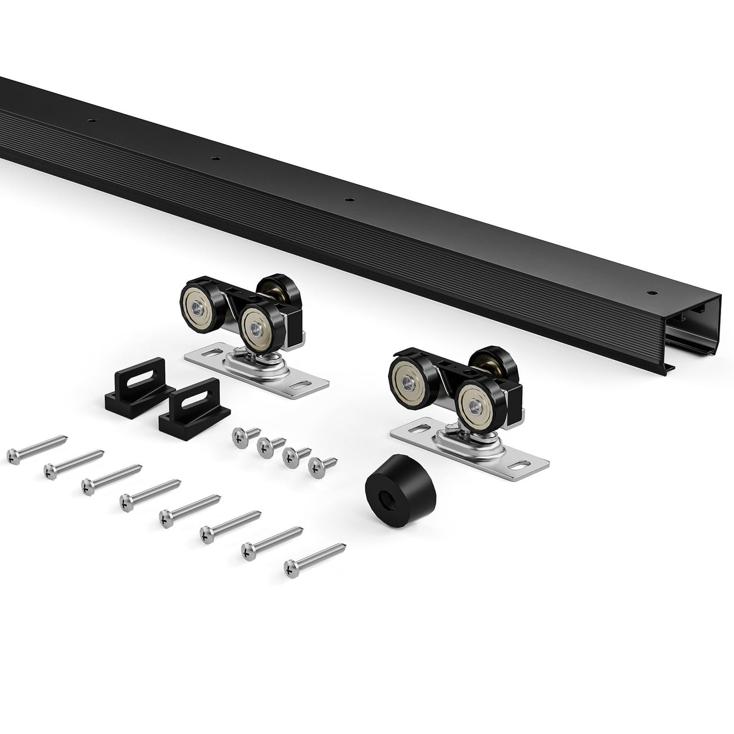 EaseLife 4FT/48in Sliding Pocket Door Hardware Kit,Commercial Grade,Black Box Rail Kit,Easy Install,Slide Smoothly Quiet,No Door (44.5in Track Kit for 23"~24" Wide Single Door)