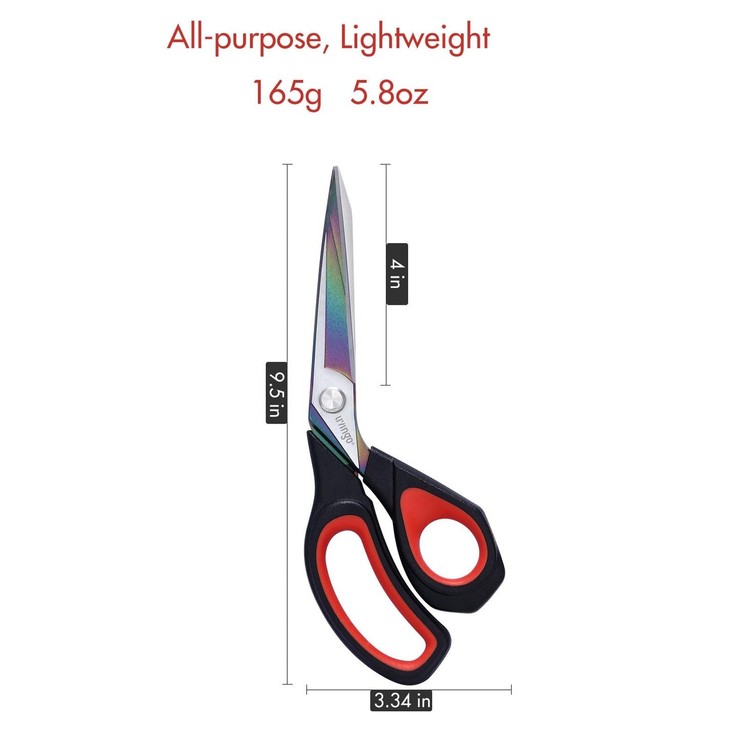 LIVINGO Fabric Scissors Heavy Duty - 9.5 Inches Professional Titanium Coated Forged Stainless Steel Sharp Bent Shears for Sewing Crafting Cutting Cloth, Felt, Leather, Paper