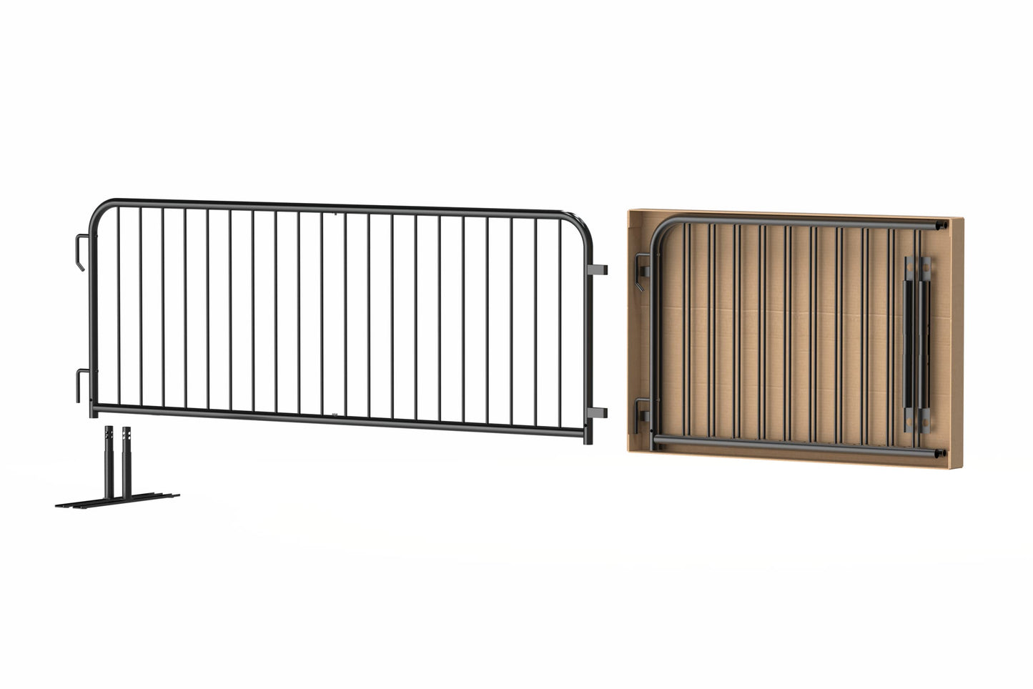 Angry Bull Barricades Barricade in a Box 2.0 - Heavy Duty Interlocking Steel Barricade, 8.5 Ft. (Hot Dipped Galvanized, Flat feet)