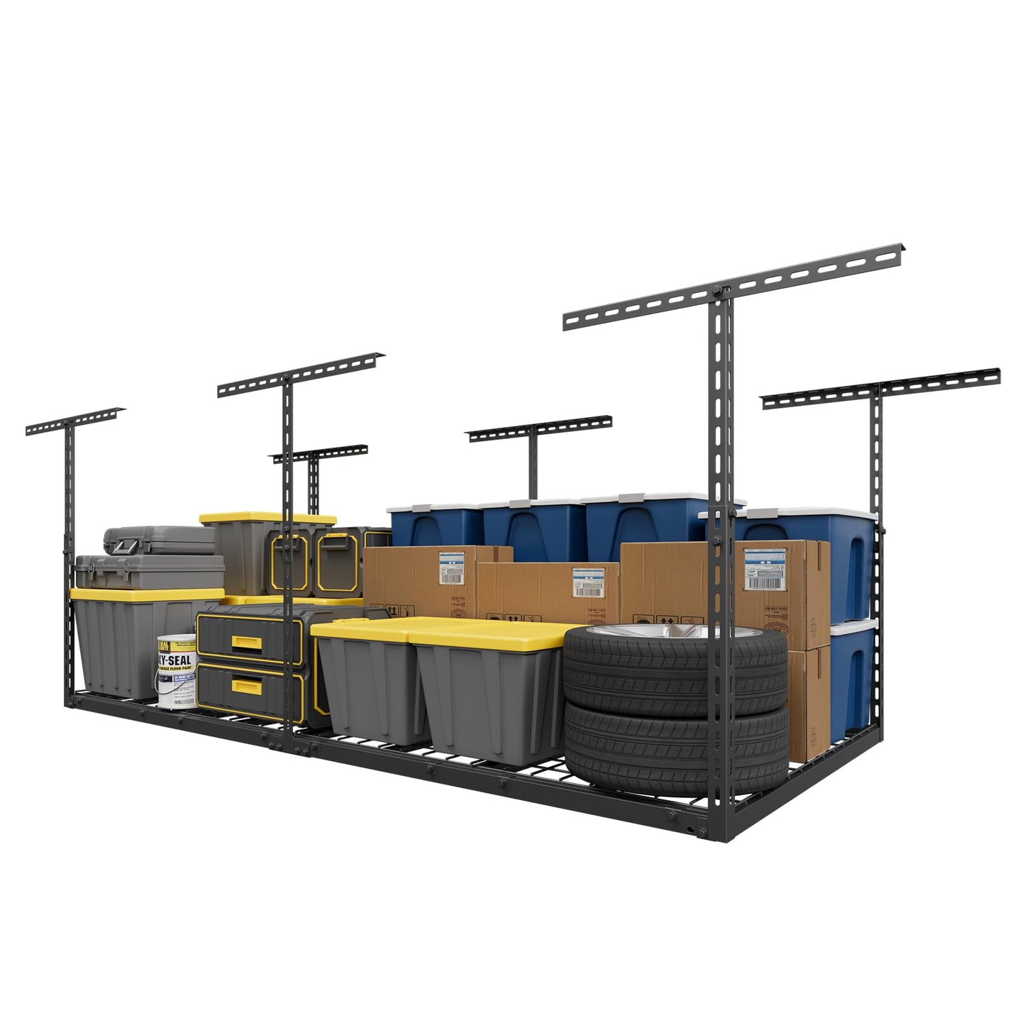 Jusgym 3X6FT Overhead Garage Storage Rack and 4 Pack Heavy Duty Garage Wall Shelving Set (2x3ft)