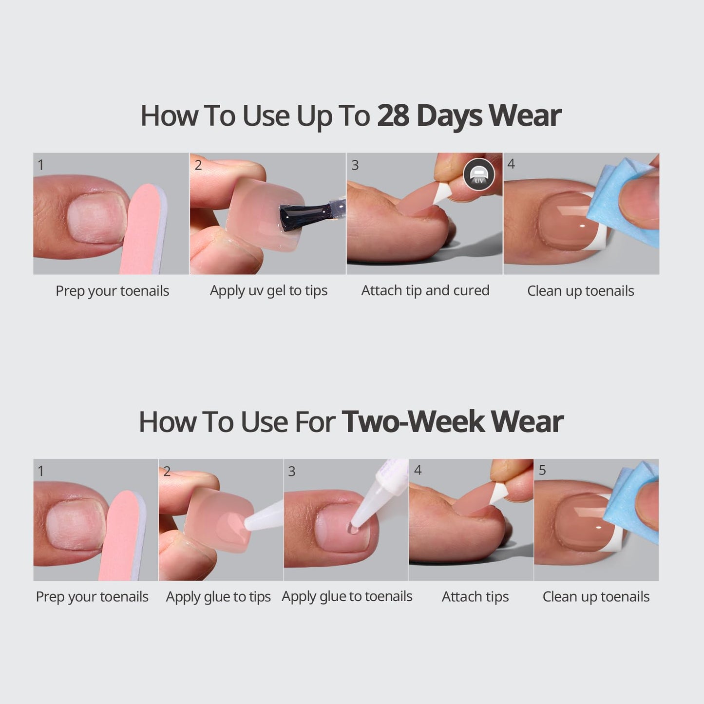 BTArtbox Press On Toenails Short - Date Night, Lamp-Curable 3D Red Lips French Tip Square Toe Nail Press Ons with Glue and Adhesive Tabs for Women in 15 Sizes - 30 Toenails All-in-One Kit