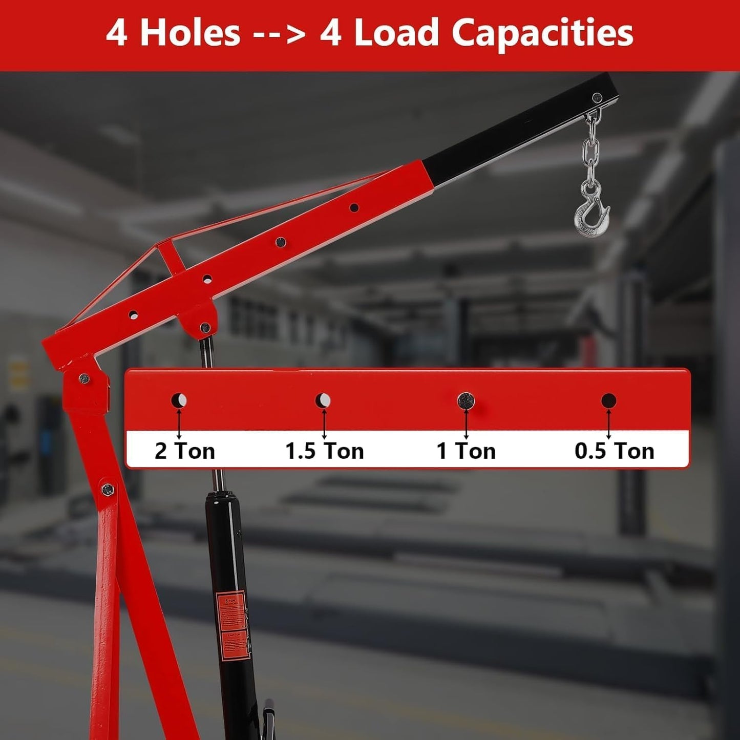 PeacefulHues 2 Ton Engine Hoist, 4400 LB Mobile Cherry Picker Engine Lift Hydraulic Tilting Engine Shop Crane with 6 Casters & Telescopic Boom for Garage, Workshops, Auto Repair
