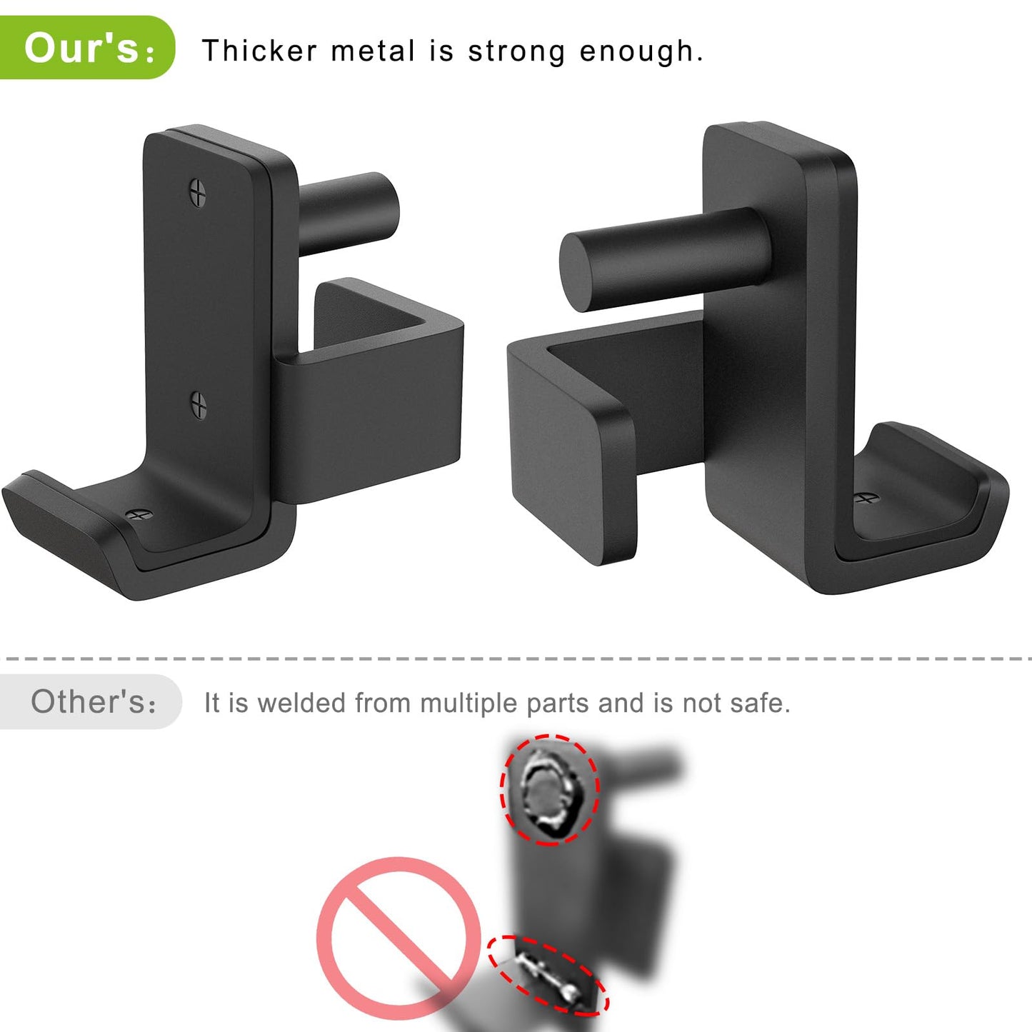 Kipika J-Hooks - Heavy Duty Steel Hooks for 2" x 2" Square Tube Power Cages with 1’’ Hole - Set of 2