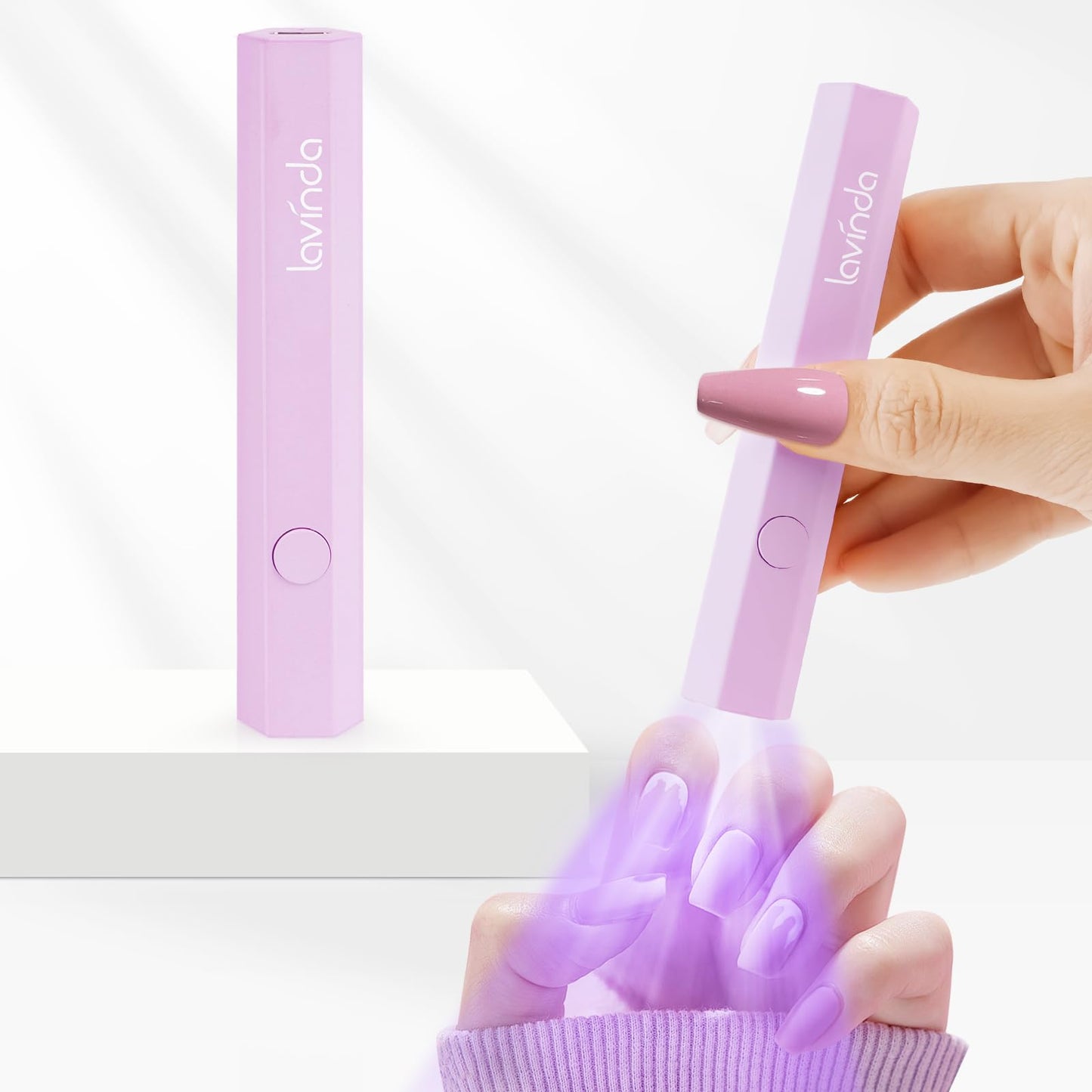 Lavinda Handheld UV Light for Gel Nails, Mini Nail Lamp, Portable Cordless Rechargeable UV Led Nail Lamp Nail Dryer for Fast Curing Gel Polish USB Flashlight for Home DIY Manicure