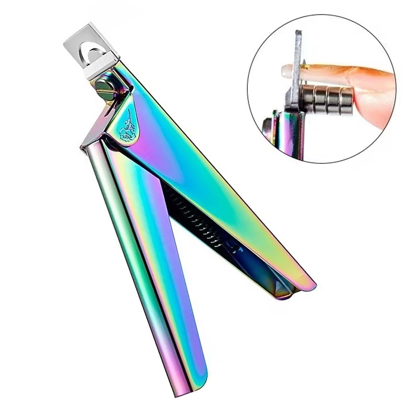 Iridescent Acrylic Nail Clipper with 20Pcs Magnets Set - Professional Stainless Steel False Nail Tip Cutter & Magnetic Nail Art Tool Kit for Manicure, Salon & DIY Nail Art