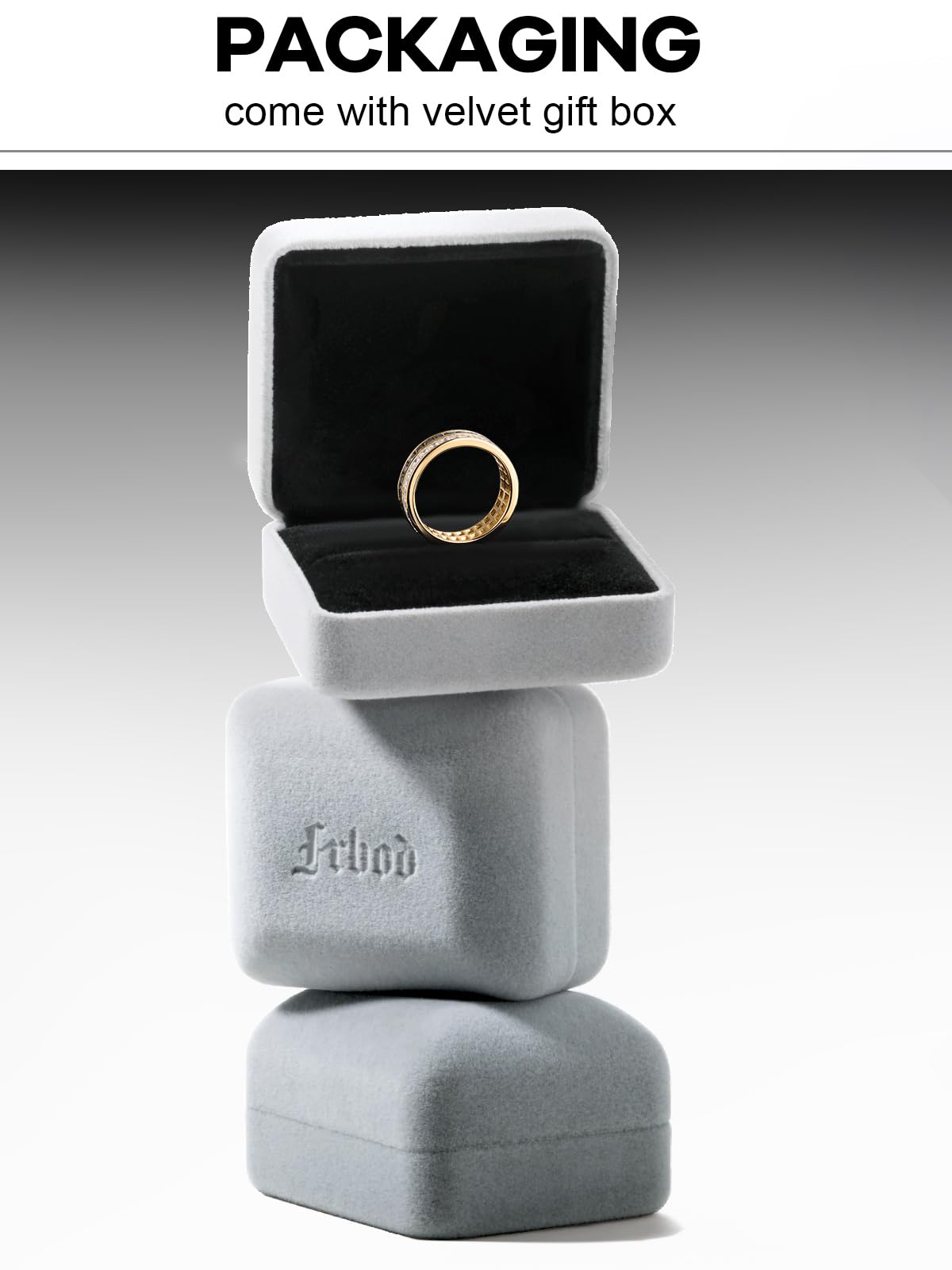 Frbod Women's Diamond Wedding Ring Shiny Black Moissanite Bands Gold Plated 5 Carat Diamond Ring for Men Size 11