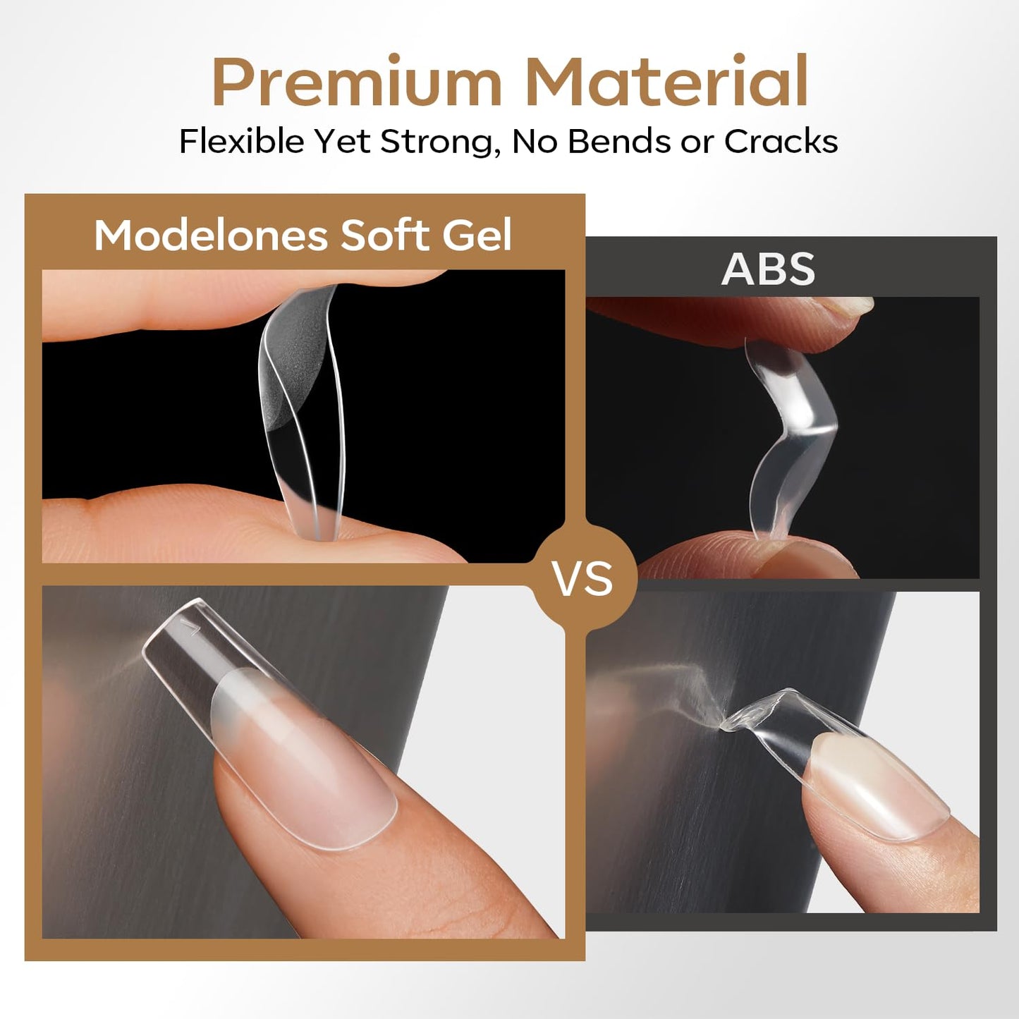 modelones Short Square Nail Tips, 360pcs Pre-etched Clear Fake Nails Press On Full Cover Half Matte 15 Sizes Acrylic Gel Tips for Extension Salon
