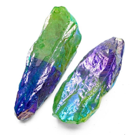 Crystals, Rocks, Jade, Crystals and Healing Stones, Witchcraft Supplies, Healing Crystals, Stones, Healing Stones, Rock Collection, Agate, Raw Stones (Light Green - Purple Aura Quartz, 2 Pcs)