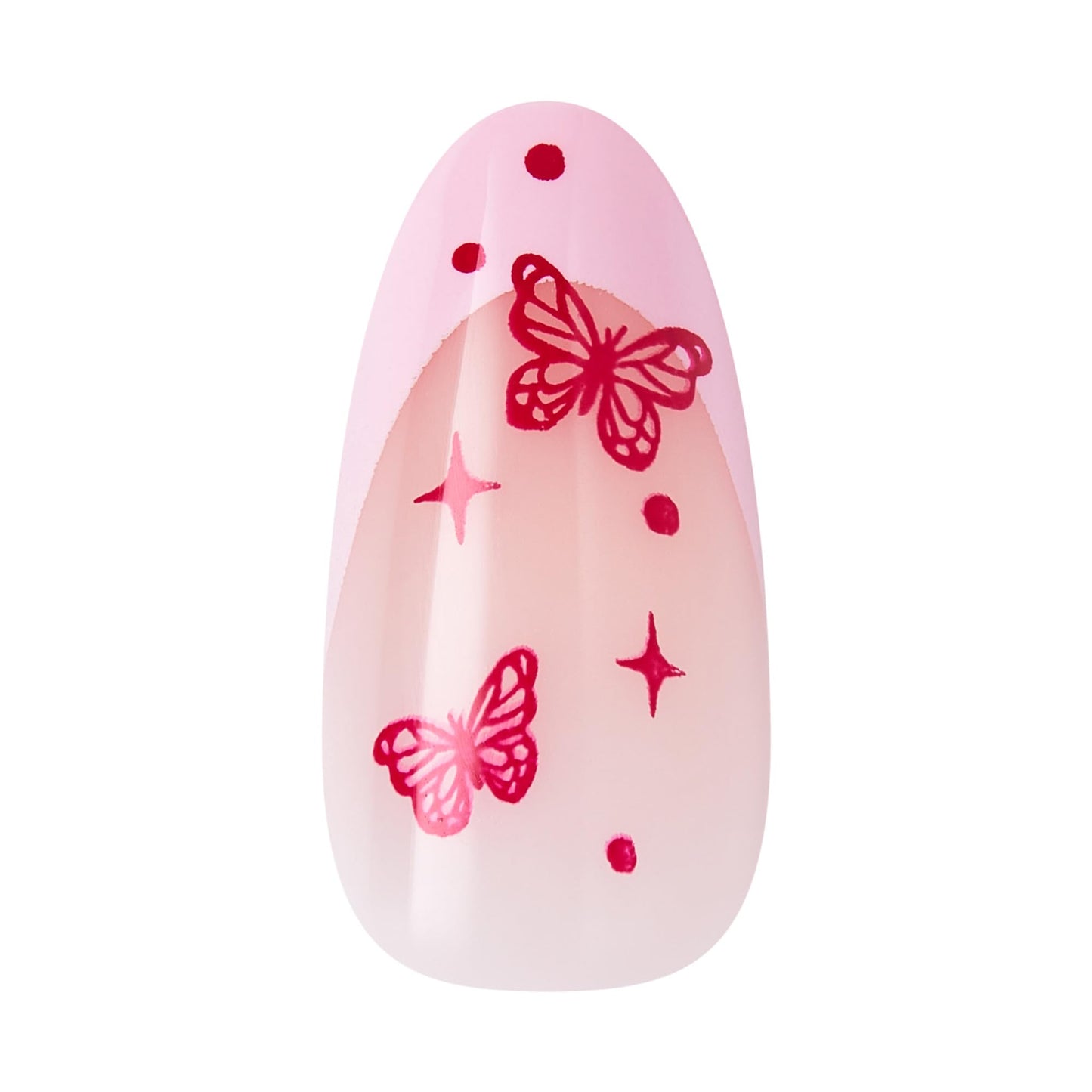 Kiss Core, Press On Nails, Nail glue included, 'Signature', Pink, Medium Size, Almond Shape, Includes 32 Nails, 2g Glue, 1 Manicure Stick, 1 Mini File