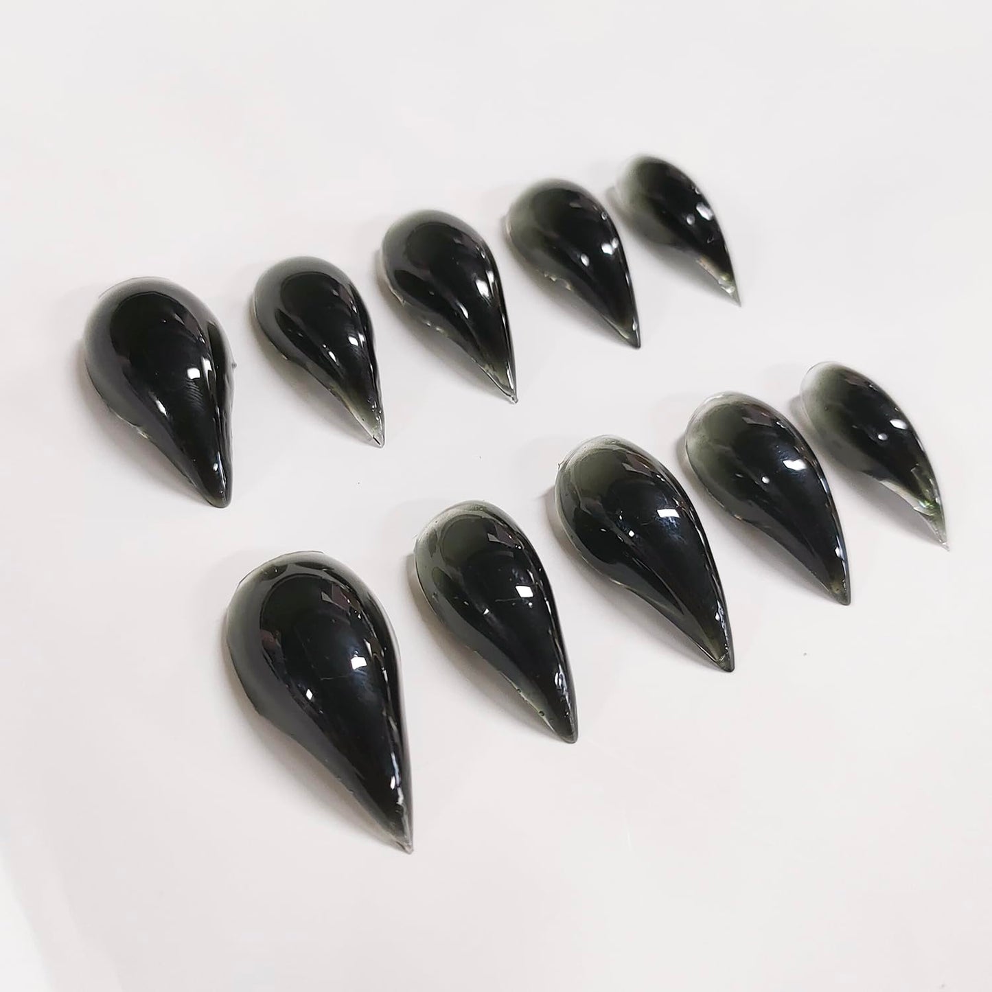 Eagle Claw Press on Nails Handmade Medium Stiletto Unique Thick Acrylic Nails Black Talon False Nails Cat Claw Glossy Glue on Nail Solid Colour Curved Sturdy Nail Art 10Pcs(S)