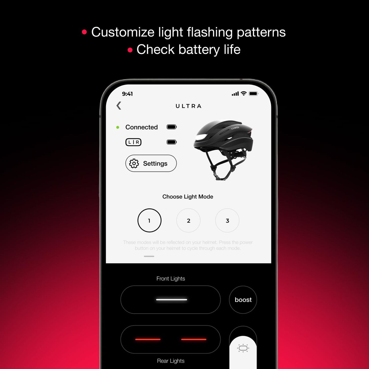 Lumos Ultra Smart Bike Helmet | Customizable Front and Back LED Lights with Turn Signals | Road Bicycle Helmets for Adults, Men, Women