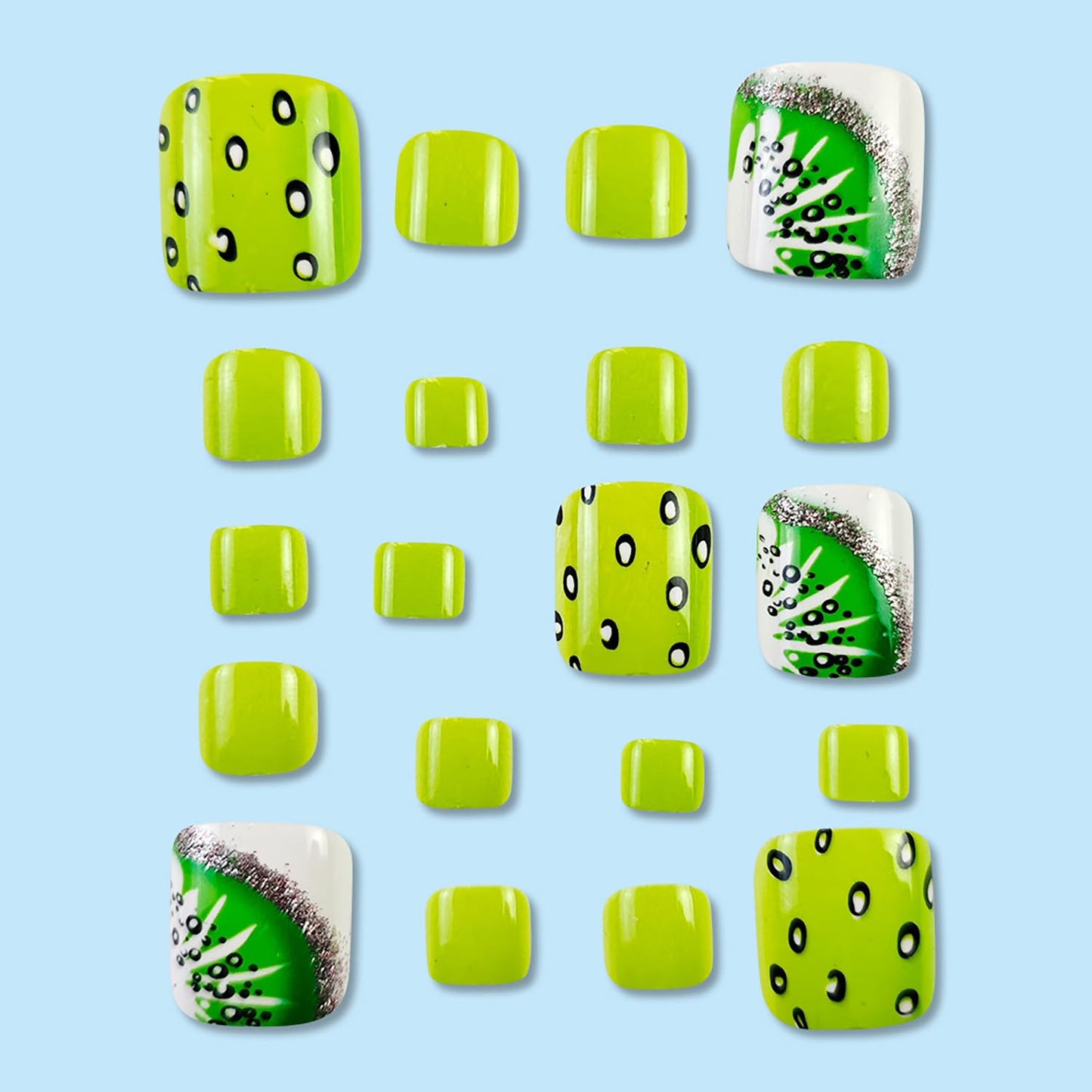 FIEONCIY Press on Toenails with Designs Acrylic Fake Nails for Toe Artificial False Nails with Charms Glue on Toe Nails for Spring Summer Stick on Toenails for Women Girls(JY103)