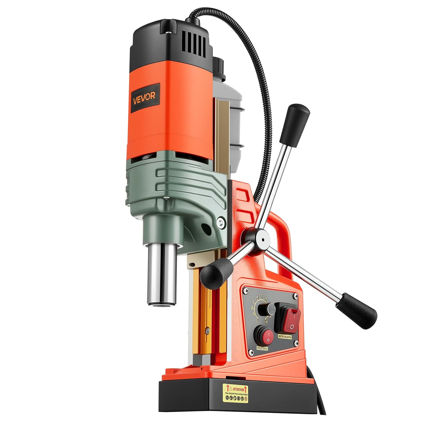 VEVOR Magnetic Drill Press, 1400 W, 2 in Boring Diameter, 2810 lbf Power Portable Mag Drill Press, 0–800 RPM Adjustable Speed, with Weldon Shank, for Metal Surface, Industrial and Home Improvement