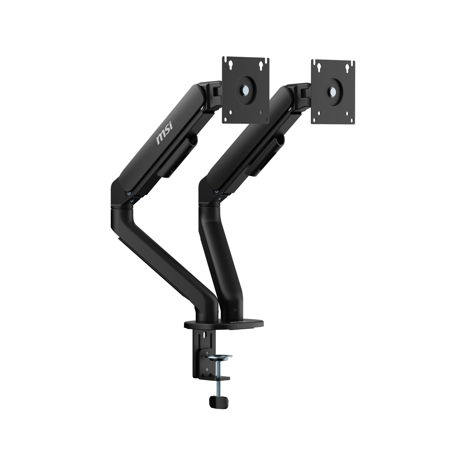 MSI MAG MT101DG - Gas Spring Dual Monitor Stand Arm, Supports 17-32" and 22 lbs, VESA Compatible, Adjustable Gas Spring Mount, Clamp & Grommet, Quick Release Plate – Black