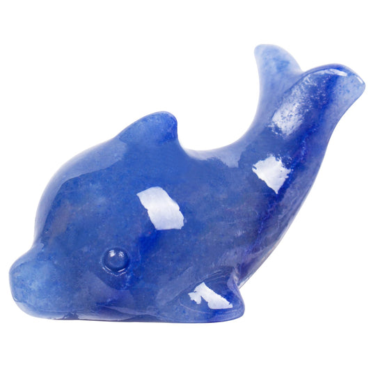 Hguxmcu Blue Aventurine Crystal Dolphin Carving Hand Carved,1.8 Inch Dolphin Figurine Polished Gemstone Animal Sculpture Healing Stone Meditation Decor Gift Collection