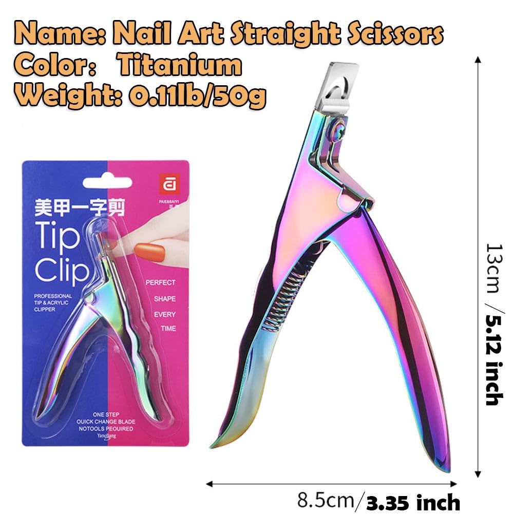 Nail Tip Cutter, U Shape Design, Stainless Steel Nail Scissors for Fake Nail Trimming, Extension Nail Shaping, French Nail DIY, Portable Groomer for Beauty Salon and Home Use.