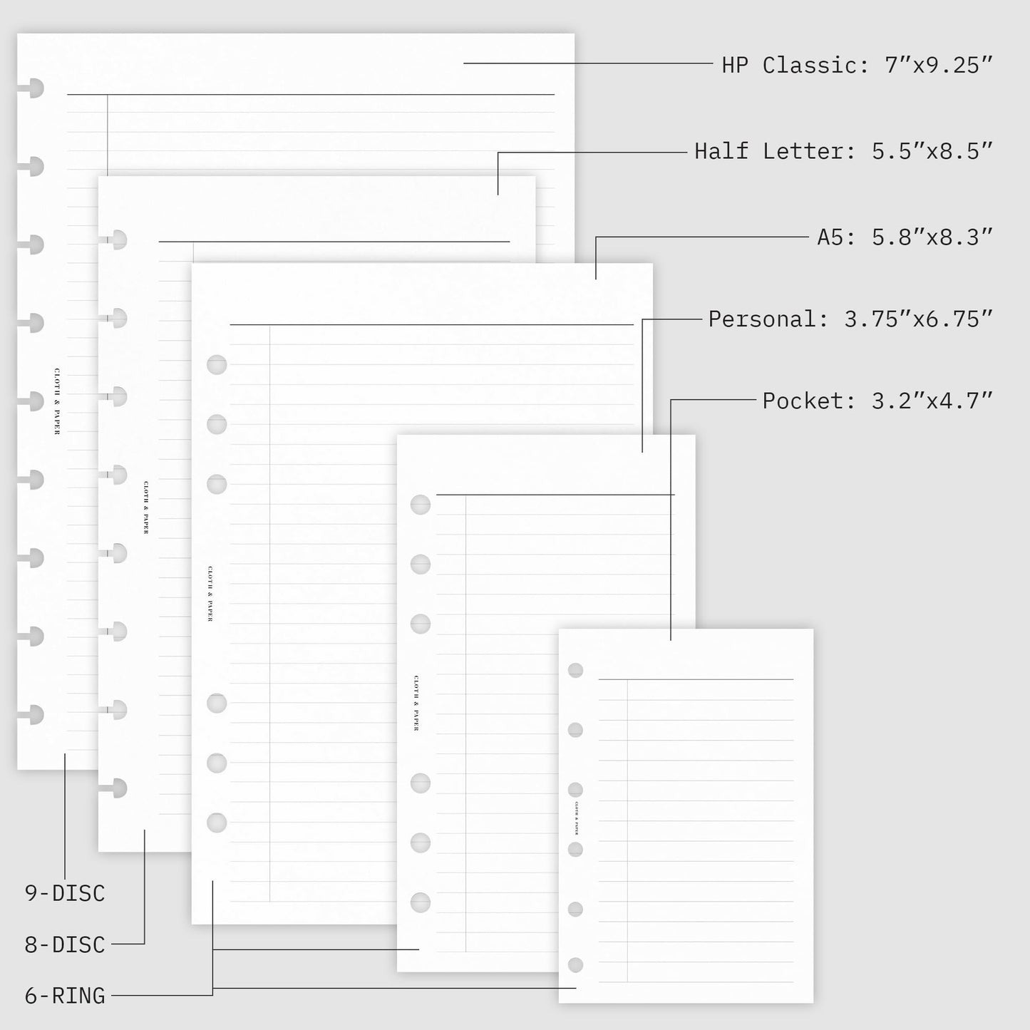 Cloth & Paper 2026 Monthly Planner Inserts - A5 Size 5.8x8.3 Inches, 6-Ring Planner Refills, Monday Start, 29 Double-Sided Pages, Thick Premium Paper, January-December, Minimalist Monthly Organizer
