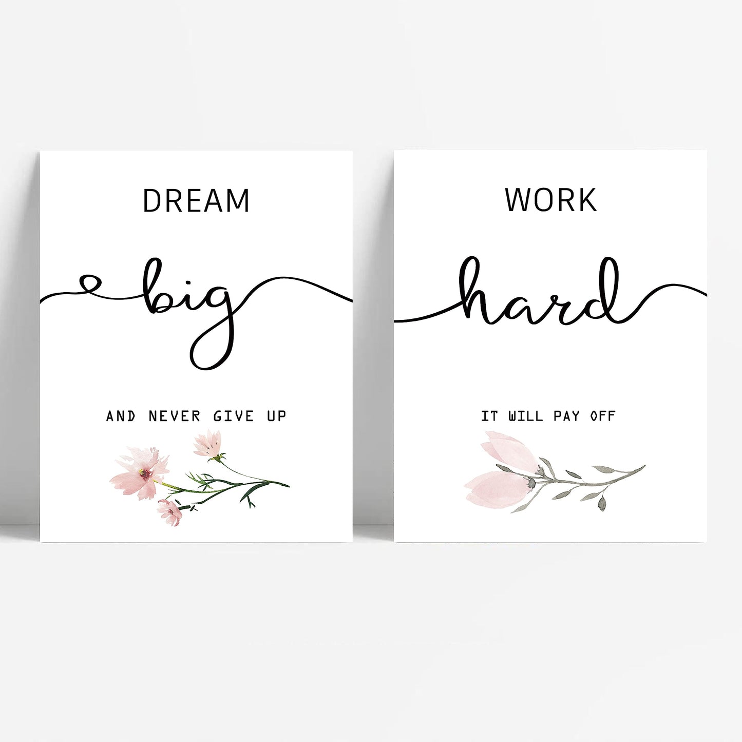 Inspirational Wall Art for Bedroom, Motivational Office Wall Art Decor, Framed Canvas Wall Art for Women, Girls, Positive Affirmations Quotes Prints, Set of 6PCS, 8"x10", FRAMED