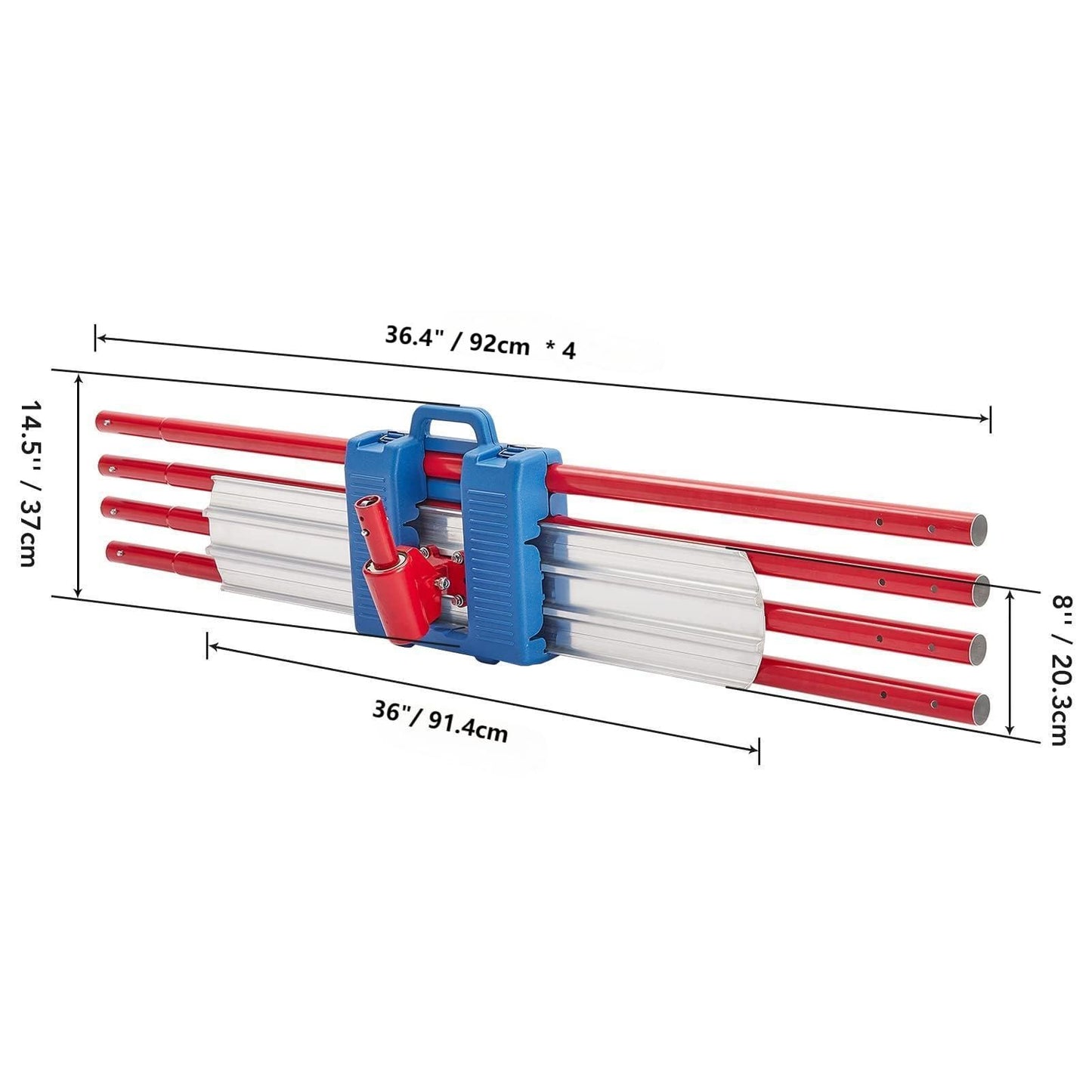 Bull Float Magnesium Concrete Float, 36 x 8" Round End Concrete Float Tool Cement Tool, Concrete Kit Bull Float with 4 Float Handle Bracket Concrete Tools Finishing（RED）