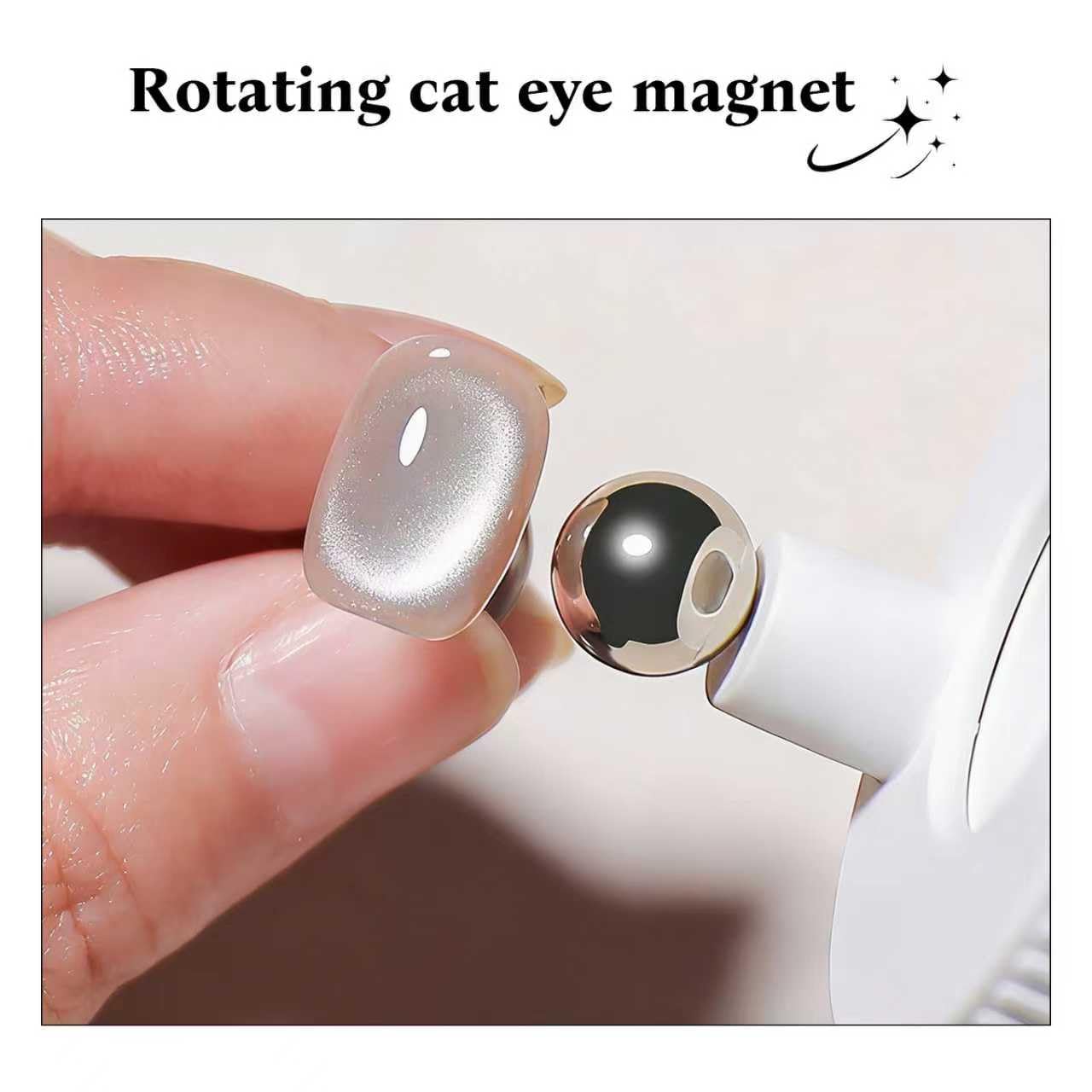 2026 New Rotating Cat Eye Magnet, Beginner Friendly Nail Tool with Uniform Magnetic Force and Excellent Light Absorption, Can Easily DIY Glossy Cat Eye Effect (1*White+1*Ball Magnet)