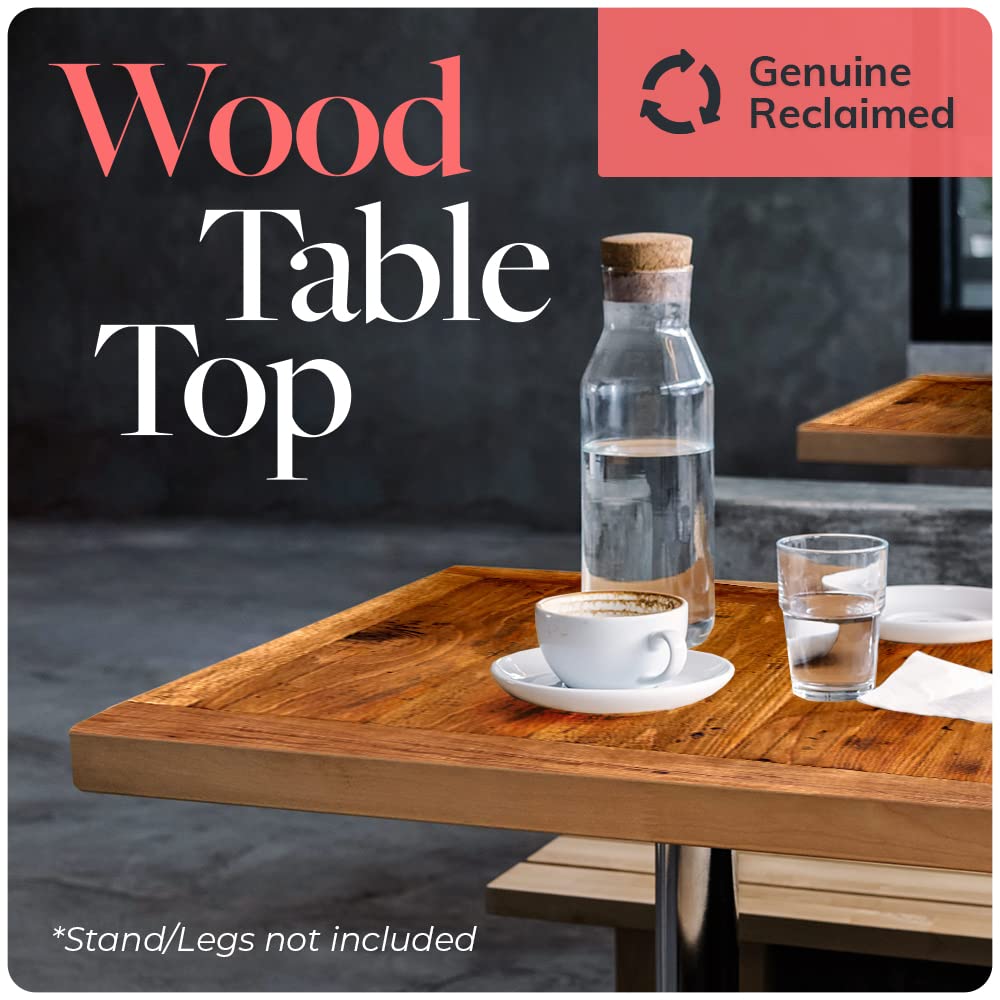 HEIRLOUM Reclaimed Wood Table Top - Rustic Recycled Solid Wooden Piece Perfect for Signs, Counters, Kitchens Table Tops (Reclaimed Wood Tabletop with Breadboard Ends, 36" x 36")