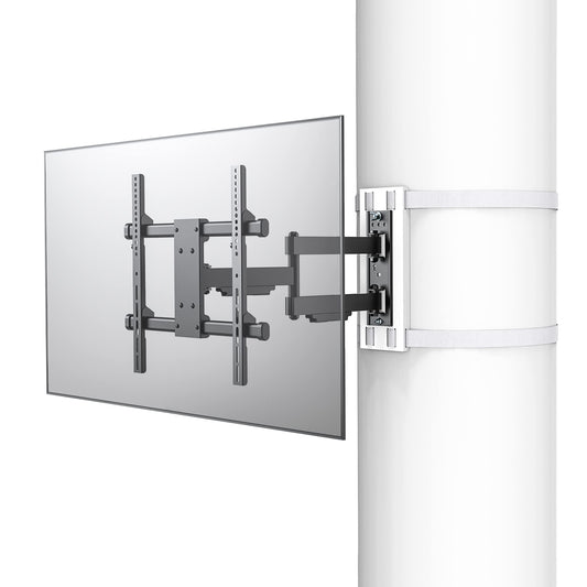 CondoMounts CLMTVA1044 Full Motion Large Pillar TV Mount | Column | Round & Square TV Post Mount | NO Drill | Holds 80lbs | Fits 32-in. to 70-in. TVs | Fits Pillars 8-in & Wider | White Strap