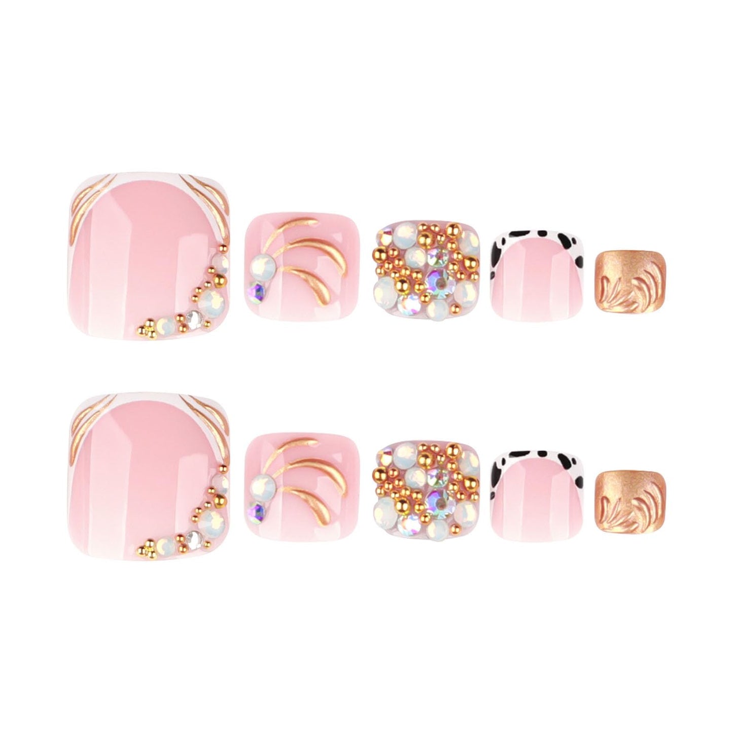 FIEONCIY Press on Toenails with Designs Acrylic Fake Nails for Toe Artificial False Nails with Charms Press on Toe Nails for Spring Summer Stick on Toenails for Women Girls(WSJ2512)