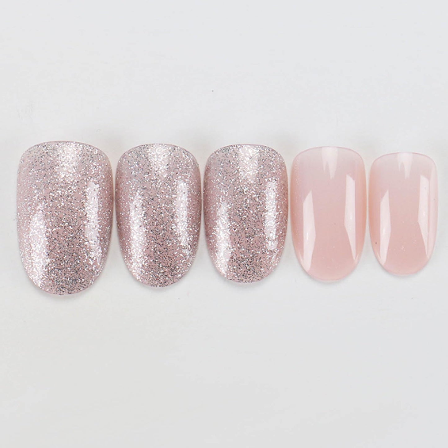 Hkanlre Fake Nails Bling Tips Full Cover Almond False Medium Nails Gradient Press on Nails for Women 24PCS