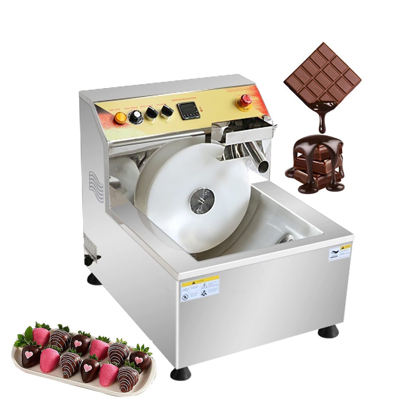 Koalalko Commercial Chocolate Fountain Machine Chocolate Melting Tempering Machine Commercial Hot Chocolate Heater 1200W 12.4L 110V Vibration 8kg/batch