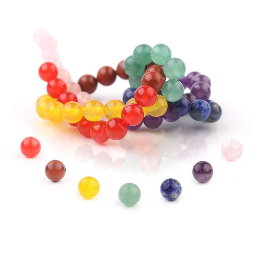 7 Chakra Gemstone Beads 8mm Polished Round Smooth Natural Chakra Stone 49pcs Healing Crystals and Stones for Jewelry Making Crafting 15Inch(7 Chakra Stone,8mm)