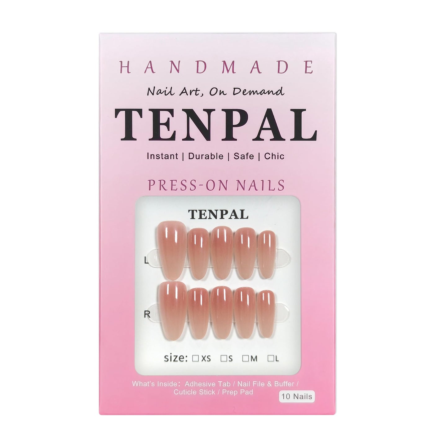 TENPAL Press on Nails Almond Shape Nude Ombre Gradient Beige - Clean Girl Minimalist Quiet Luxury Handmade Reusable Salon Quality for Daily Work Office Bridal Wedding Natural Look(M)