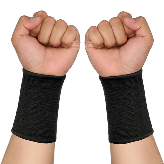 JUSDIQIR Wrist Compression Sleeve, Elastic Wrist Support Sleeve Wrist Braces, Carpal Tunnel Support Sleeve, for Women and Men Sport Fitness Workout (1, Black)