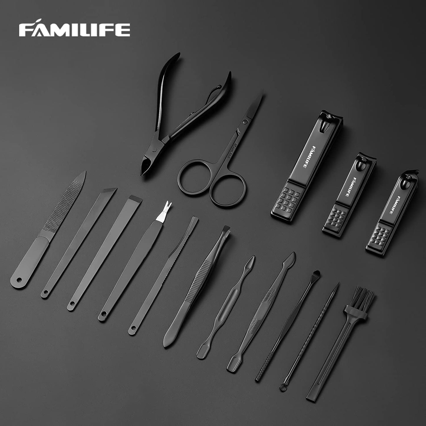 FAMILIFE Manicure Set, Pedicure Kit Nail Clipper Set 13pcs and Gifts for Men, Manicure Set Nail Clippers Pedicure Kit Manicure Kit Nail Clipper Set 16pcs Grooming Kit