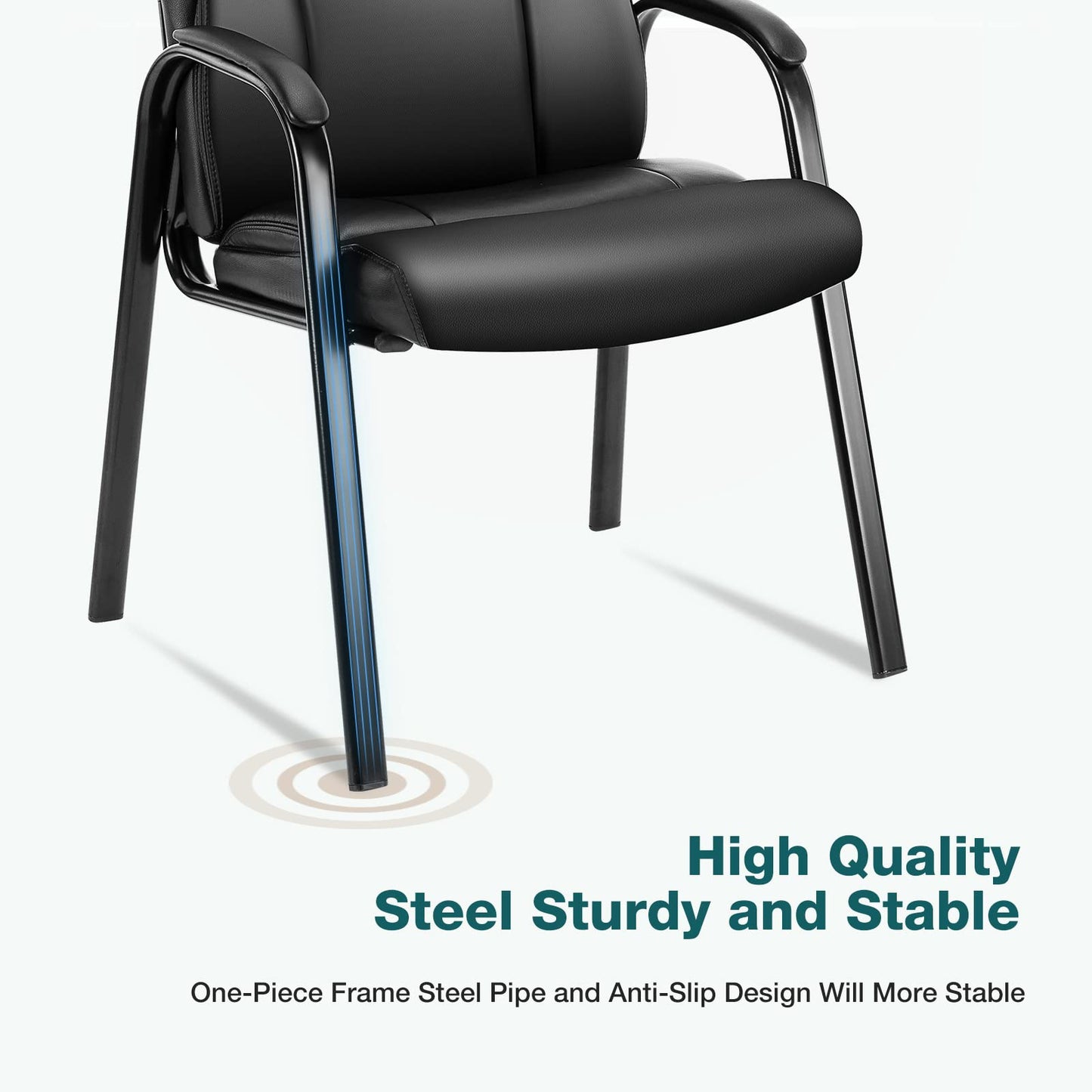 OLIXIS Waiting Room Reception Chairs Set of 8, Leather Office Desk Guest Stationary Side Chair with Padded Arms for Home Conference Lobby Area Meeting Church Medical Clinic Elderly Student