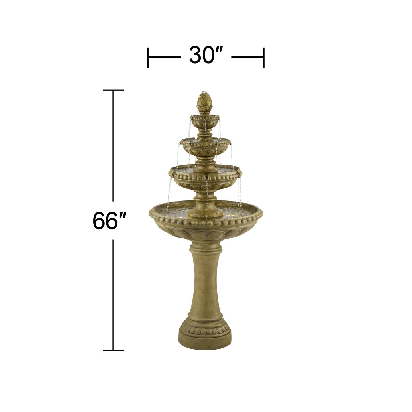 Sag Harbor 66" High Large Italian Outdoor Decor Sand Stone Floor Fountain with Light LED Waterfall 4-Tier Standing Basin Water Feature for Outside Garden Patio Yard Backyard Porch - John Timberland