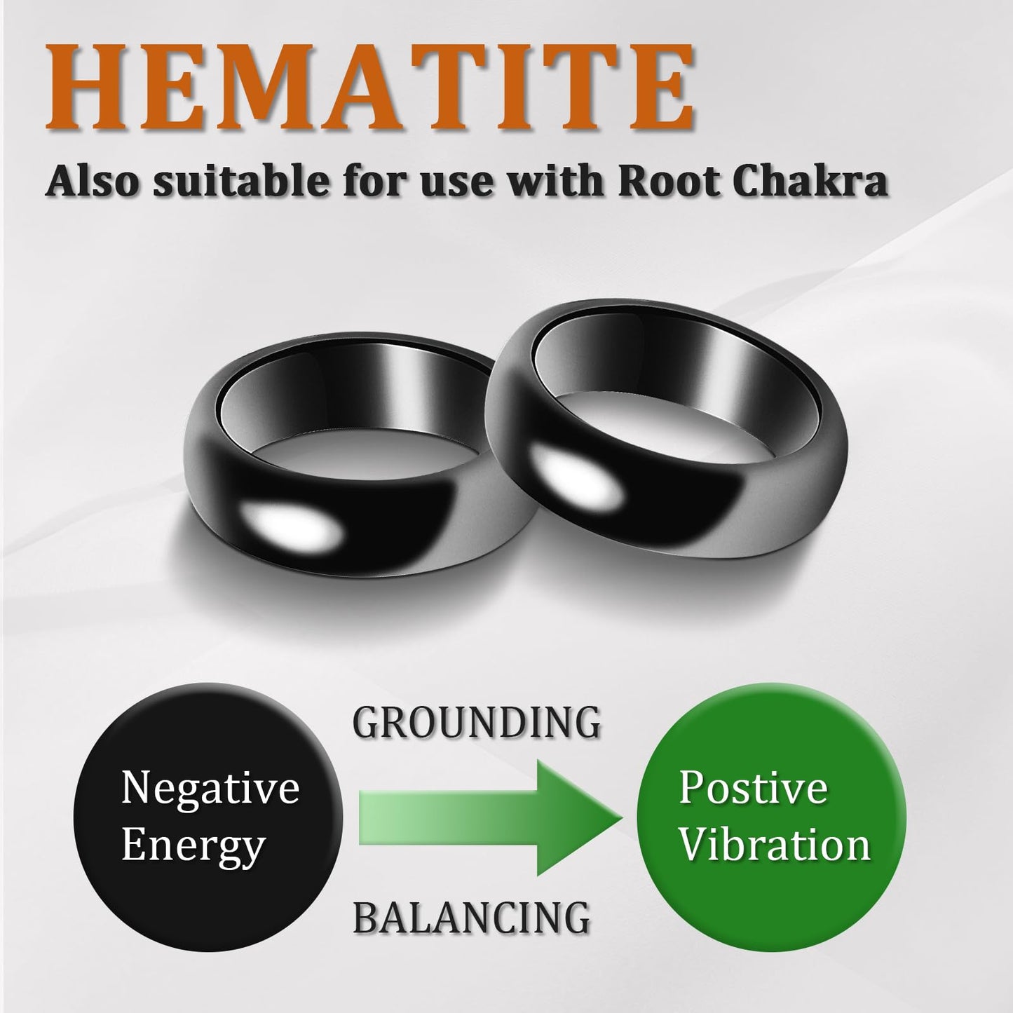 Fashtour Genuine Magnetic Hematite Rings (Set of 3), Black Hematite, for Men & Women, Anxiety Relief, Root Chakra Balance, Absorbs Negative Energies, （Size 10#）