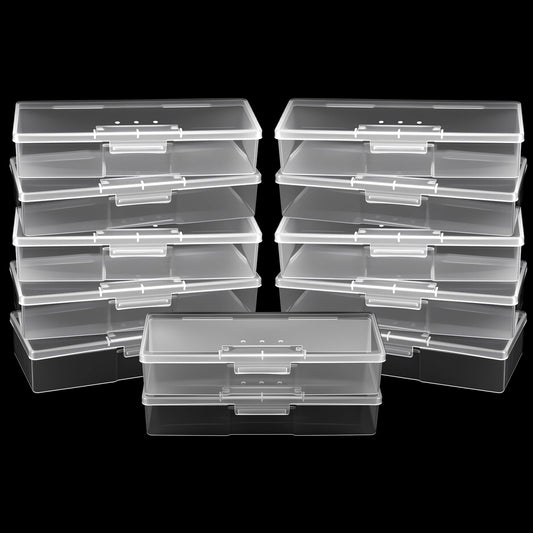 Lemecima 12Pcs Clear Manicure Tool Box, Personal Nail Box Storage Case for Organizing, Plastic Nail Tool Box for Manicure Pedicure Kit
