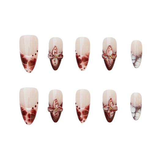 BENGONG'S NAILS Press on False Nails - Size XS, Handcrafted Medium-Length Almond Shape, Reusable Fake Finger Nails, Multiple Styles Available