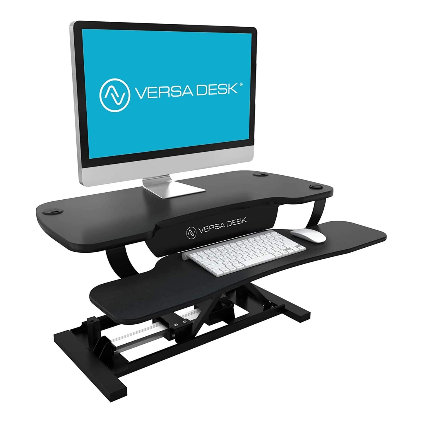 VERSADESK Electric Standing Desk Converter, 48 Inch PowerPro Height-Adjustable Sit Stand Desktop Riser, Keyboard Tray, USB Charging Port, 48" W X 24" D, Black