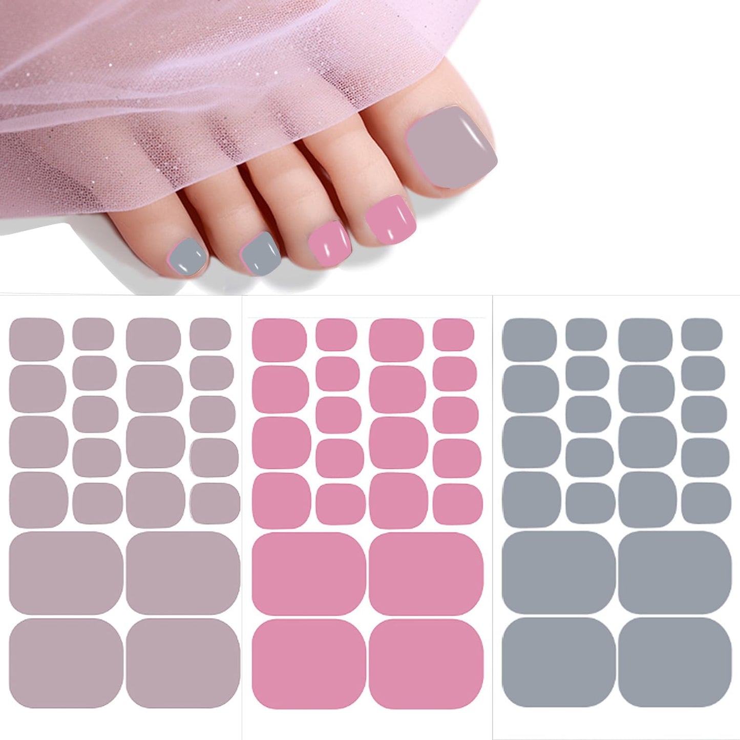 JERCLITY 440 Pieces 20 Sheets Toenail Strips for Women Nail Art Wraps Toe Nail Stickers Nail Wraps for Toes Nail Polish Strips Nail Polish Stickers for Toenails Color Strips