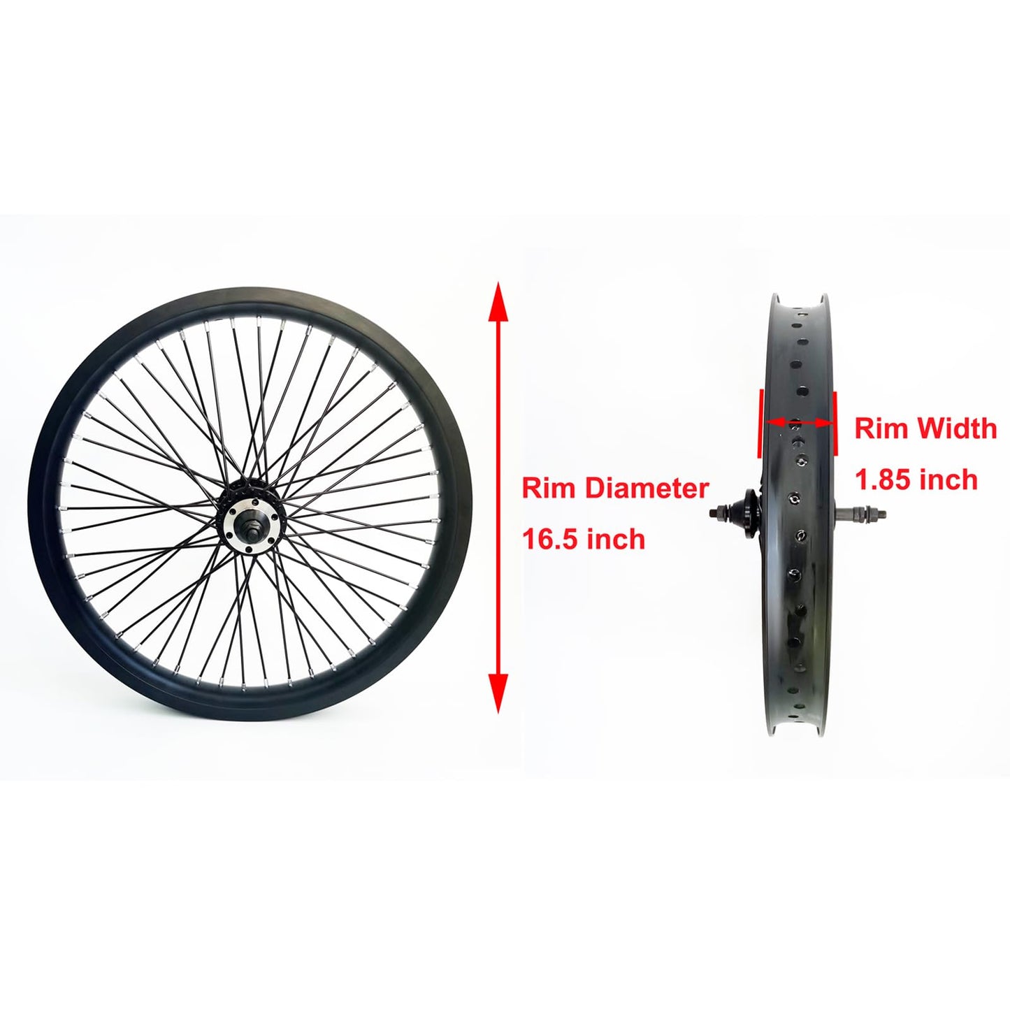 DONSP1986 20 inch x 1.85" Heavy Duty Bike Rim Wheels Set, 12 Gauge 48 Spokes Wheelset, Double Wall Aluminum Alloy 20" Bicycle Rims Set (Front & Rear) (Black) Disc Brake