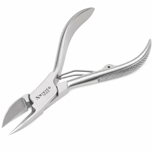 Nail Cutter 4" - 10cm, Single Leaf Wire Spring - Professional Nail Clipper Printed Handle Satin Finish, Stainless Steel Nail Trimmer Single leaf Wire Spring for Manicure