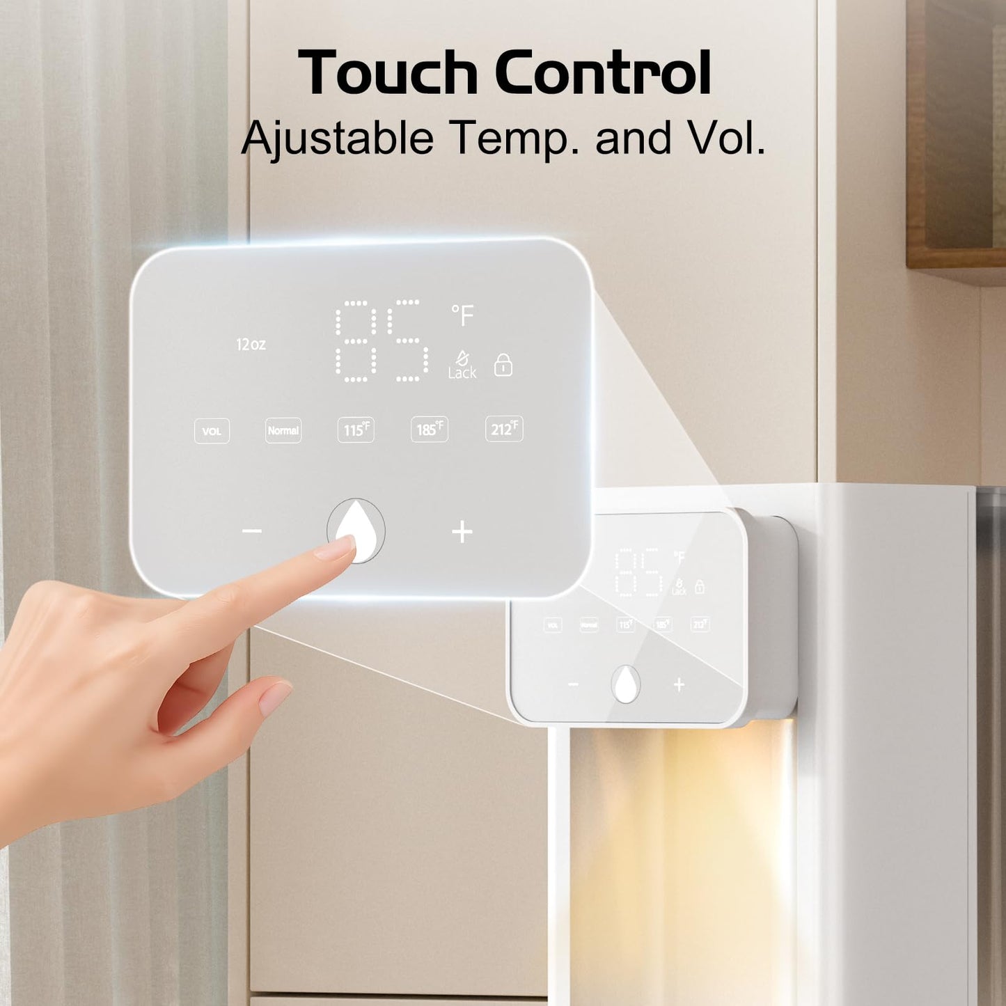 Rhovam Instant Hot Water Dispenser for Quick Heating & Dispense,Adjustable Temperatures & 3 Water Volume Dispense, Removable 100 Ounce 3L Water Tank Capacity, BPA Free
