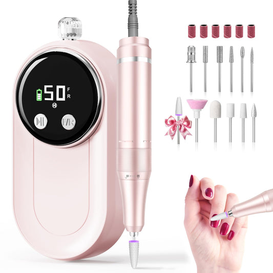 FLORAVIC High Speed Nail Drill for Acrylic Removal, 50,000 RPM Pro E-File with LCD, Bits Kit & Anti Slip Pad, MG101L Quick Gel Removal, Precise Shaping, Portable for Nail Art Practice & Salon Use