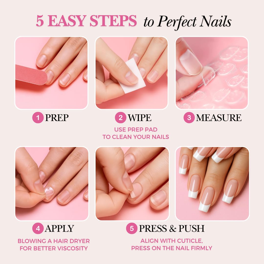 PerfectLook Press On Nails - Midnight Noir | No Glue Short Square Glossy Black Nail Tips for Party & Date Night - 24 Pcs Nail Kit with Adhesive Tabs