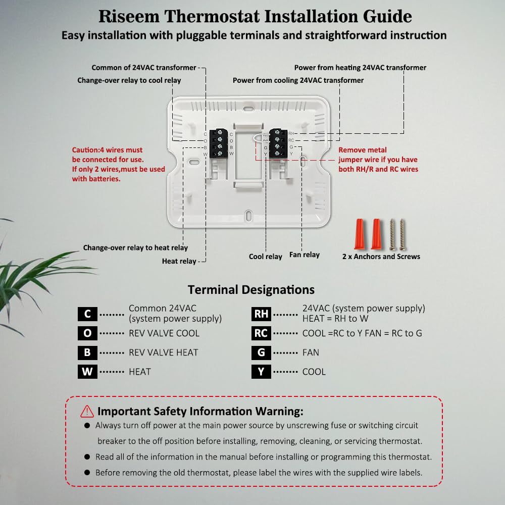 Programmable Thermostat for Home,Conventional Single-Stage Systems,5-1-1 Day Programmable Digital Energy-Saving Thermostat,up to 1 Heat/1 Cool Compatible with Gas System，White Backlight