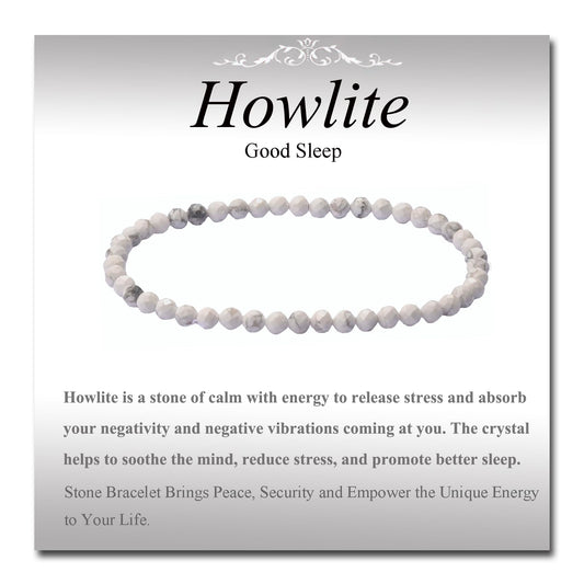 MASSIVE BEADS Natural Genuine Gemstone Beads Healing Crystal Chakra Reiki Jewelry Faceted Round Beads Bracelets (Howlite, 3mm)